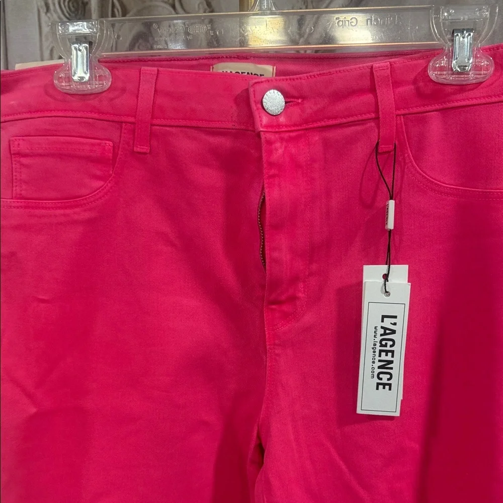 L'AGENCE Hot Pink denim coated Jeans - Picture 2 of 5